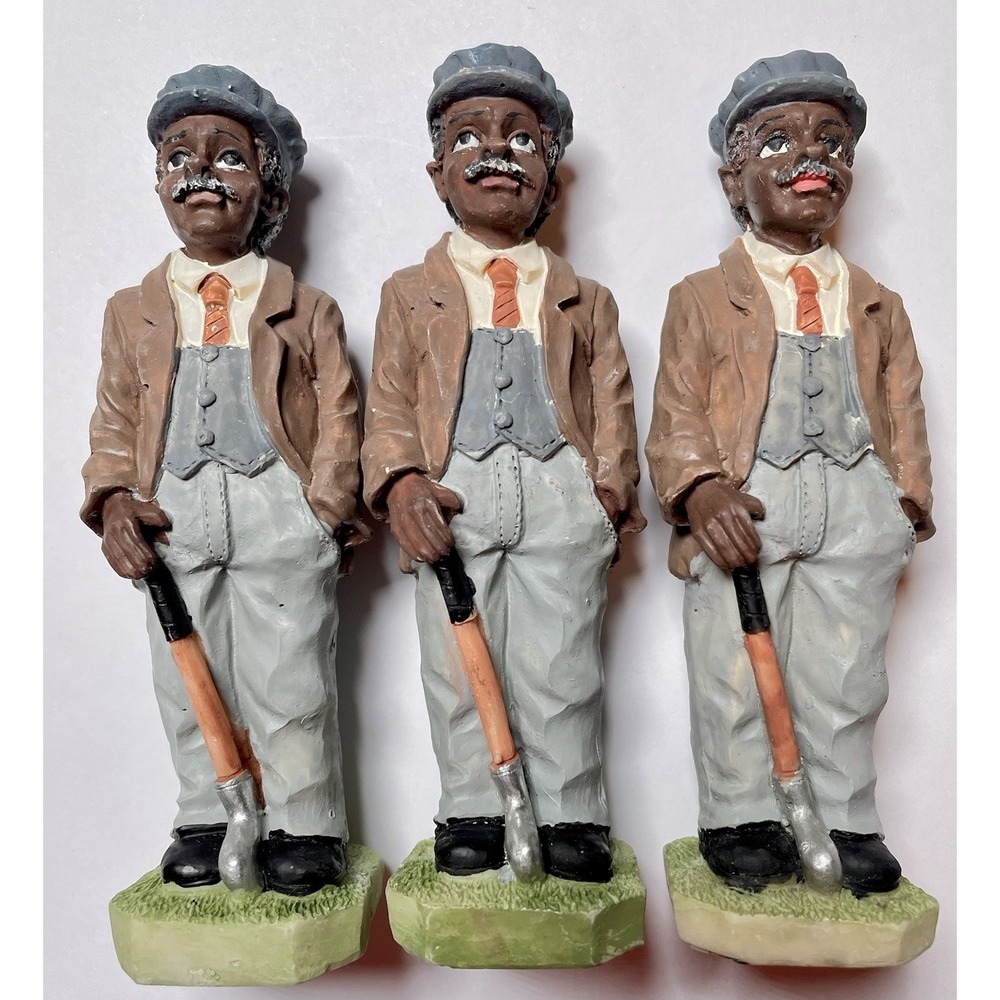Vintage Porcelain Hand Painted African American Man Figures Golf Club 5" Lot 3